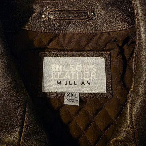 Vintage WILSONS Leather M. Julian Men's XXL Jacket Brown Quilt Lined EUC - Picture 4 of 13